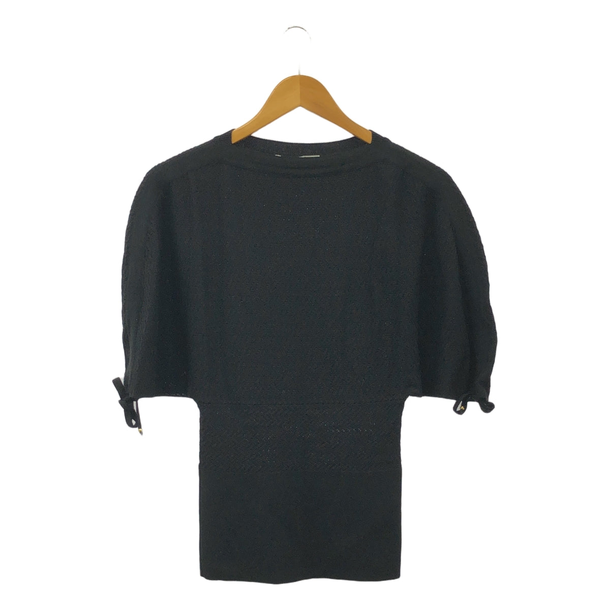 【美品】  STELLA McCARTNEY / ステラマッカートニー | ドレープスリーブ ウールレーヨン テクスチャーニット | 38 | ブラック | レディース