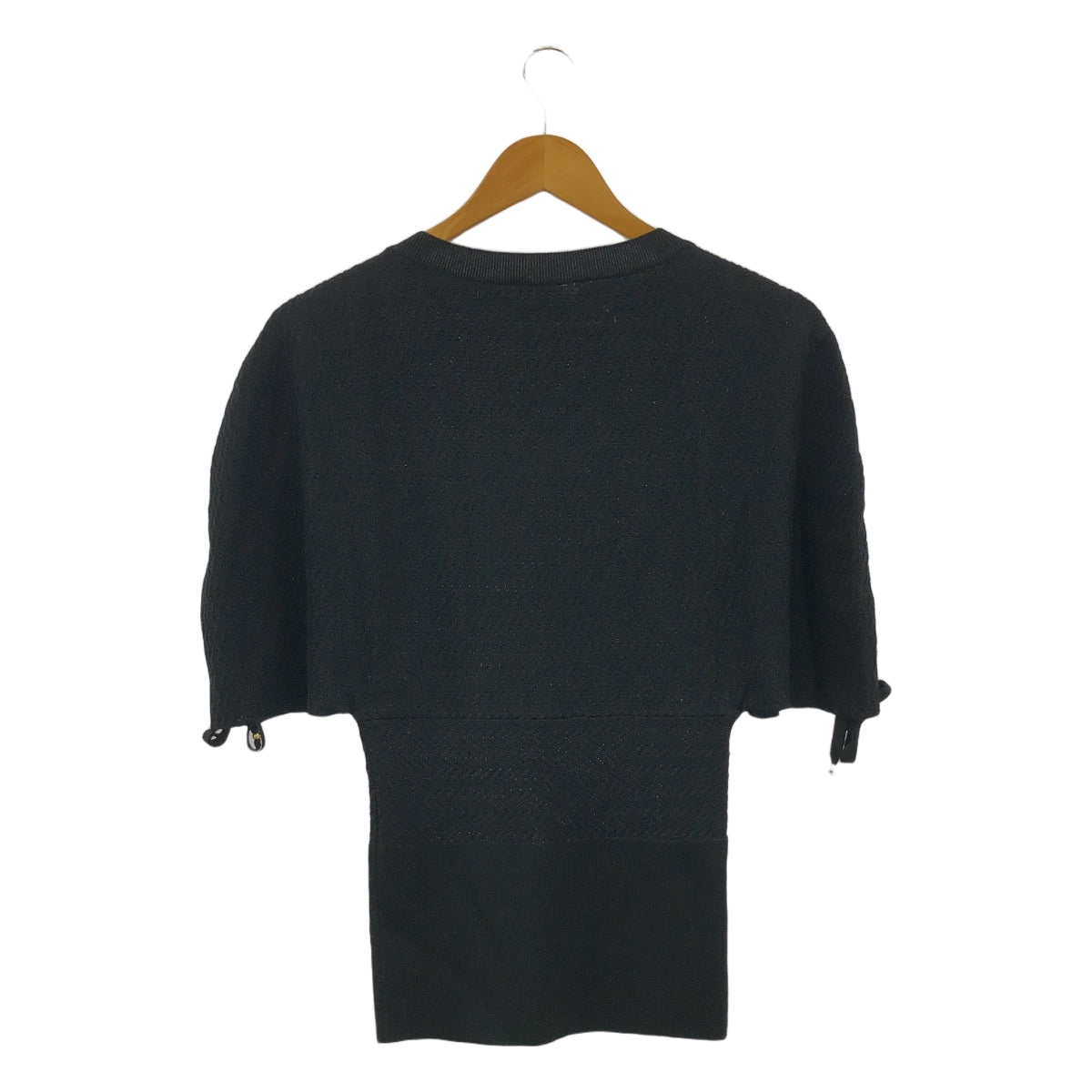 【美品】  STELLA McCARTNEY / ステラマッカートニー | ドレープスリーブ ウールレーヨン テクスチャーニット | 38 | ブラック | レディース