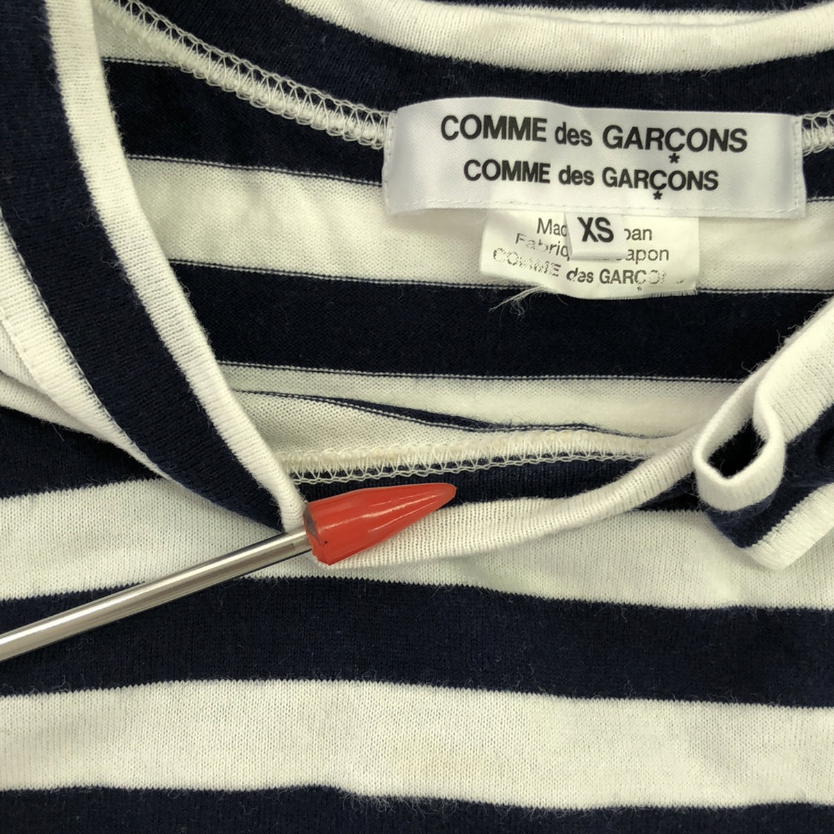 COMME des GARCONS COMME des GARCONS / 콤콤 | 2014AW | 리본 장식 테두리 롱 슬리브 티셔츠 | XS |