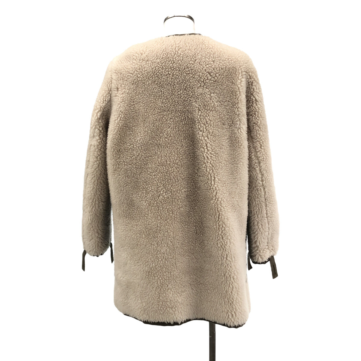 [狀況良好] sacai | 2020秋冬 |可翻轉混合材質蟒蛇皮軍用大衣 | 2 |象牙色/卡其色|男士