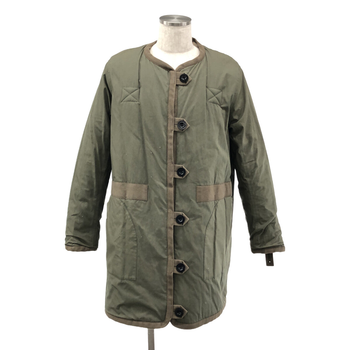 [狀況良好] sacai | 2020秋冬 |可翻轉混合材質蟒蛇皮軍用大衣 | 2 |象牙色/卡其色|男士