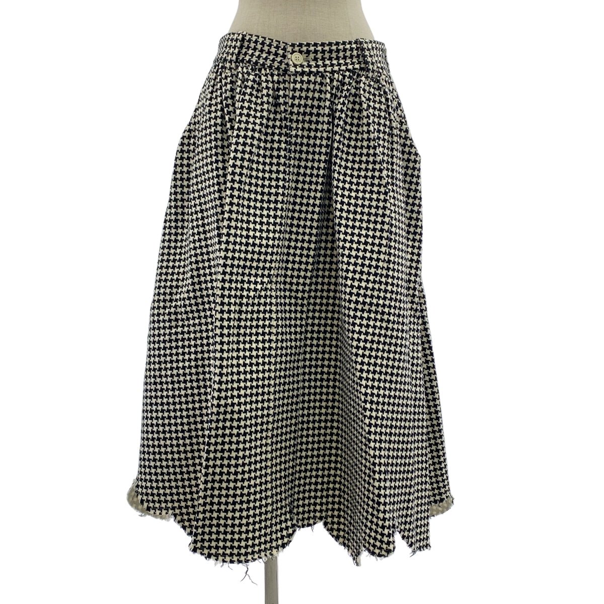 robe de chambre COMME des GARCONS / ローブドシャンブルコムデギャルソン | 2004SS | 千鳥格子 裁断 ギャザー スカラップ スカート | M | レディース