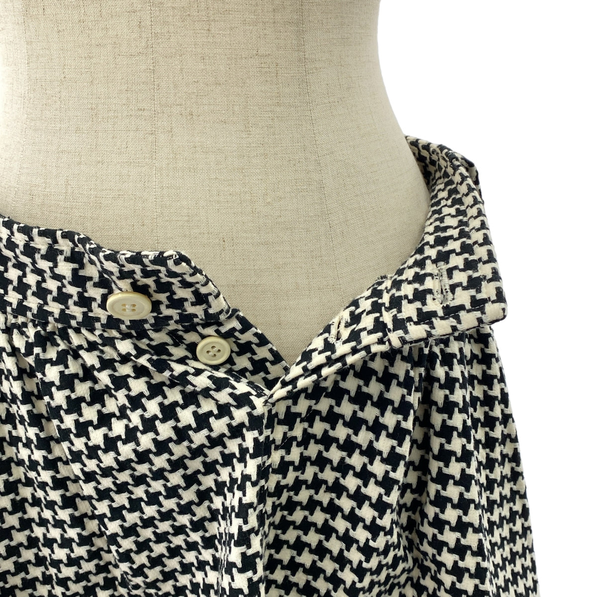 robe de chambre COMME des GARCONS / ローブドシャンブルコムデギャルソン | 2004SS | 千鳥格子 裁断 ギャザー スカラップ スカート | M | レディース