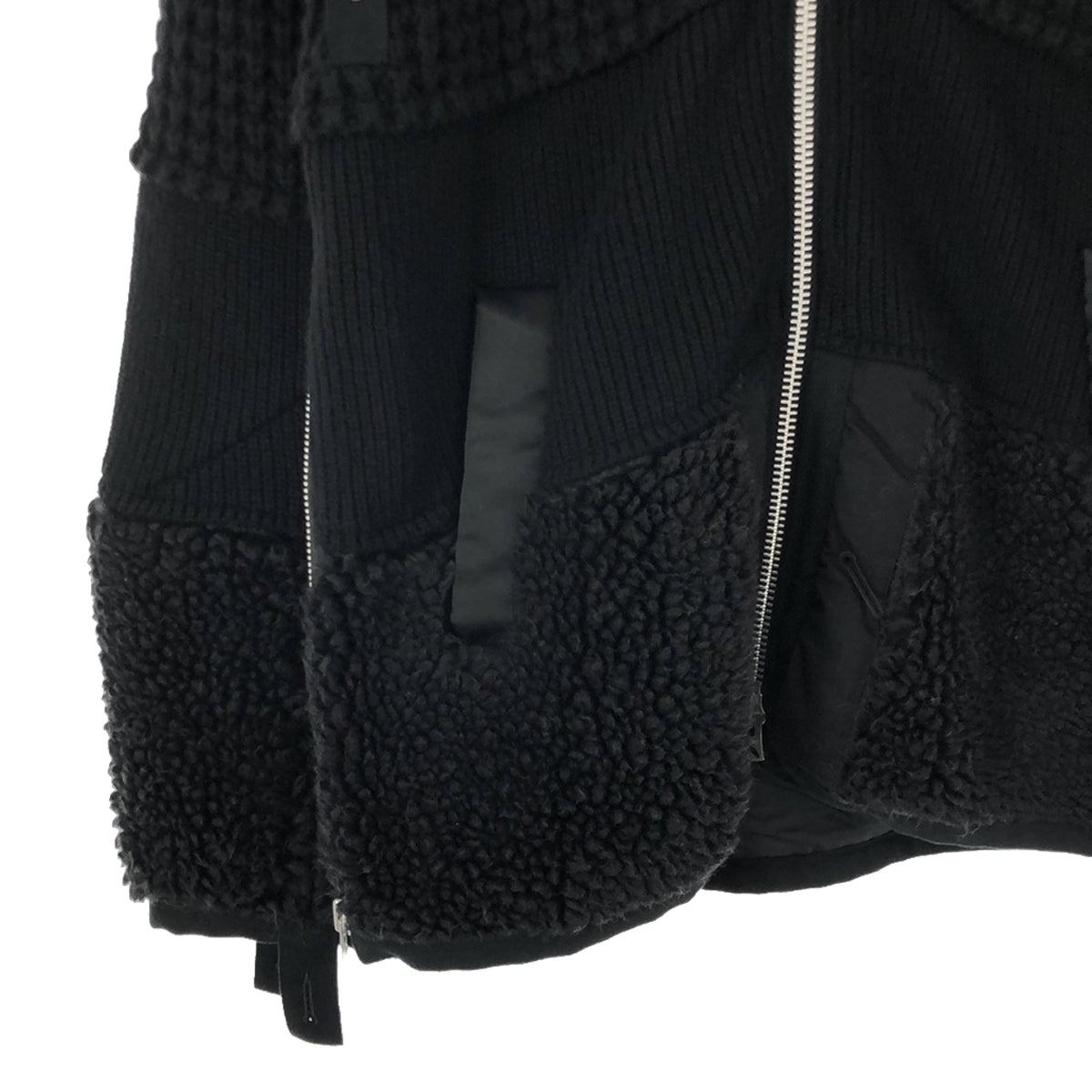 sacai / Sacai | 2021AW | FAUX SHEARLING NYLON TWILL BLOUSON Boa knit nylon different material docking bomber jacket | 1 | Men's