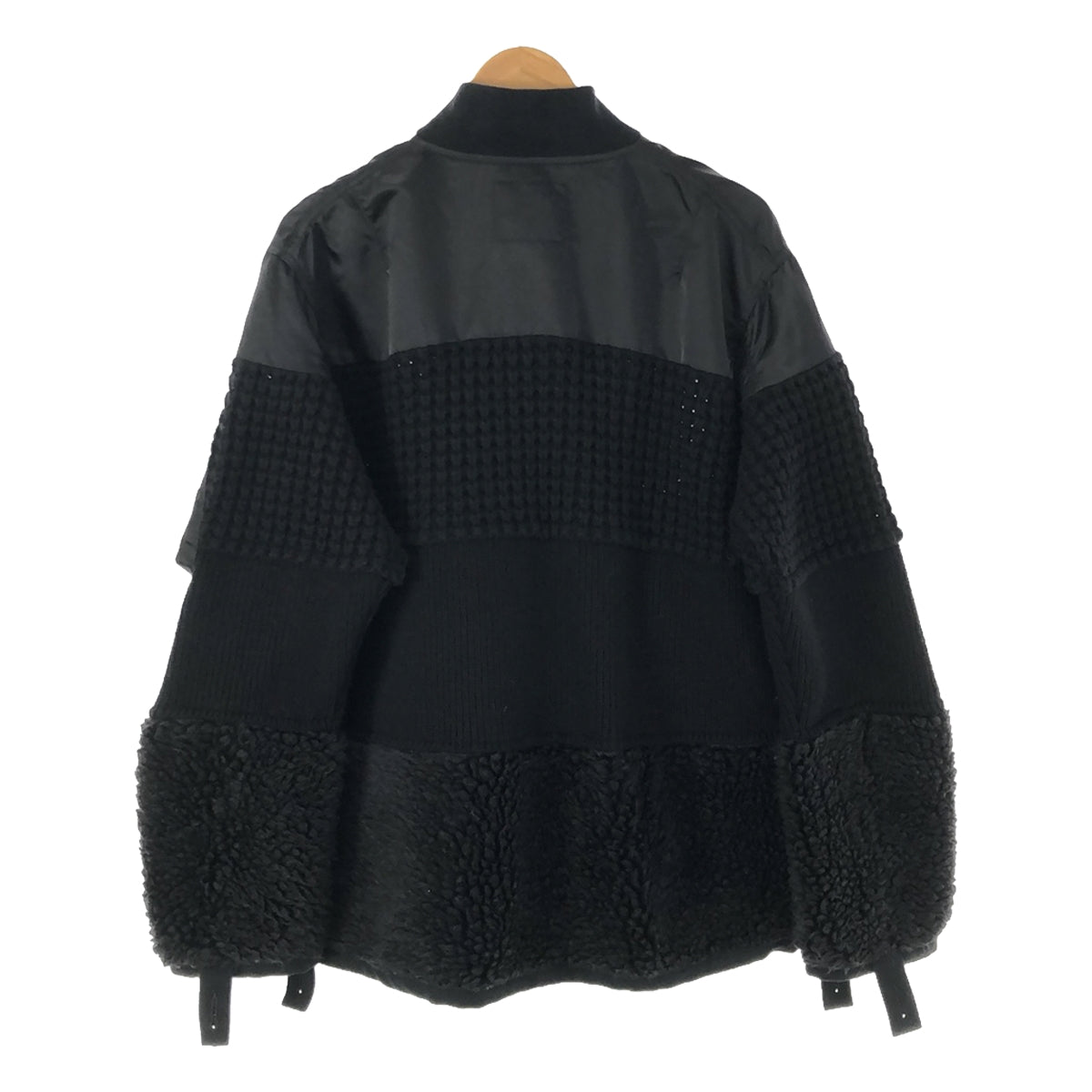 sacai / Sacai | 2021AW | FAUX SHEARLING NYLON TWILL BLOUSON Boa knit nylon different material docking bomber jacket | 1 | Men's