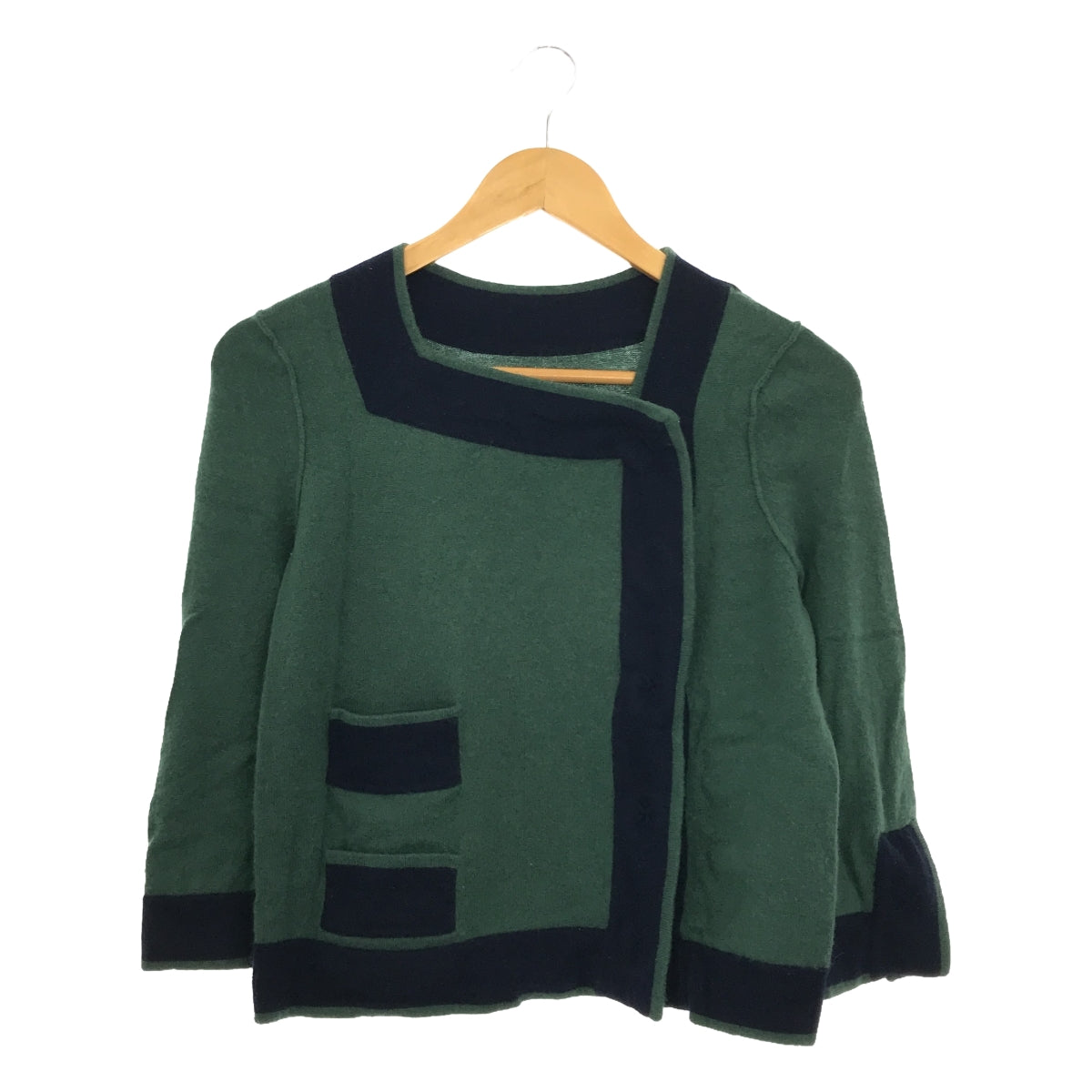 Zhor&Nema / ゾー&ネマ | カシミヤ混紡 ビッグスナップ ニットカーディガン | グリーン | レディース