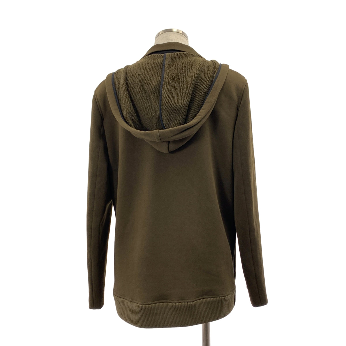 【美品】  LOEWE / ロエベ | アナグラム レザーパッチ ウール フーデッド テーラードジャケット | 46 | カーキ | メンズ