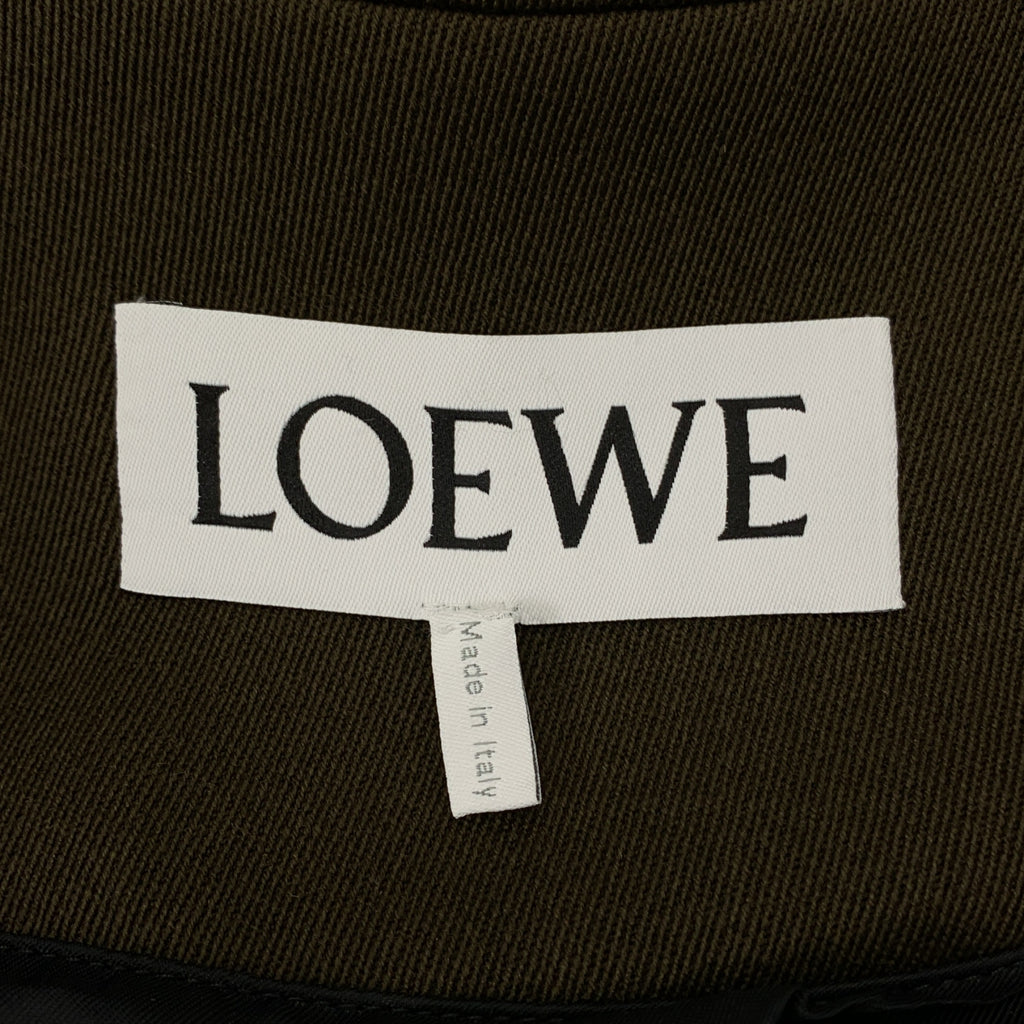 【美品】  LOEWE / ロエベ | アナグラム レザーパッチ ウール フーデッド テーラードジャケット | 46 | カーキ | メンズ