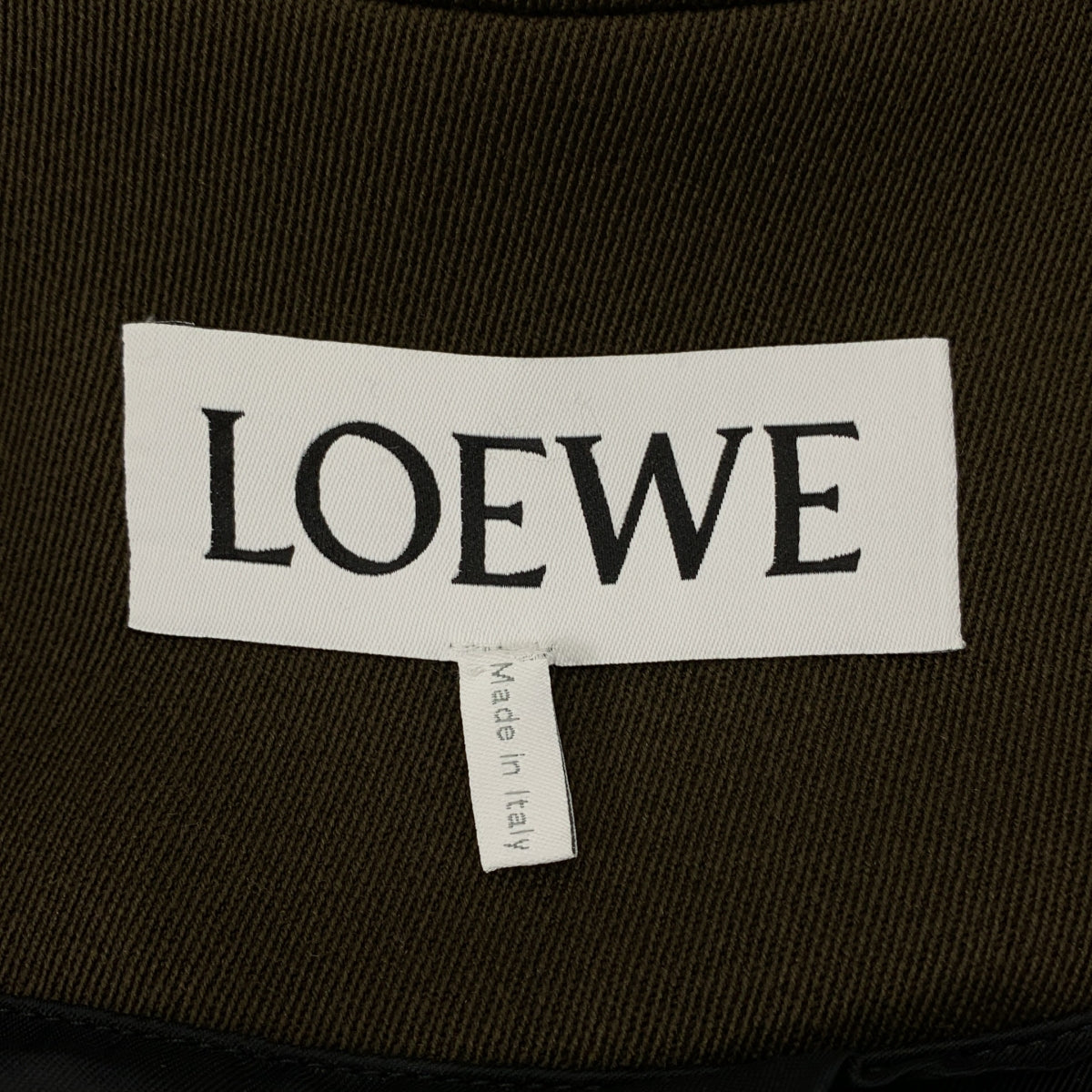 【美品】  LOEWE / ロエベ | アナグラム レザーパッチ ウール フーデッド テーラードジャケット | 46 | カーキ | メンズ