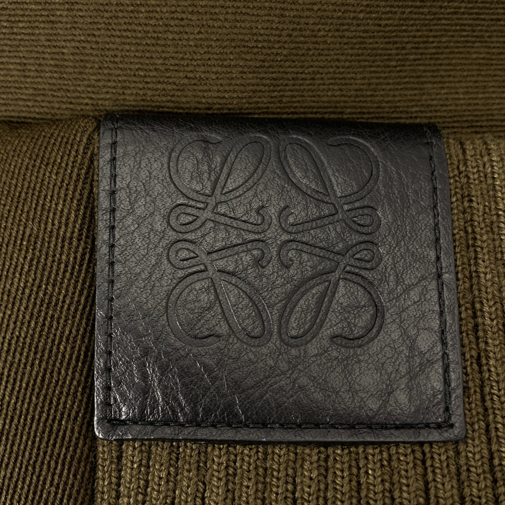 【美品】  LOEWE / ロエベ | アナグラム レザーパッチ ウール フーデッド テーラードジャケット | 46 | カーキ | メンズ