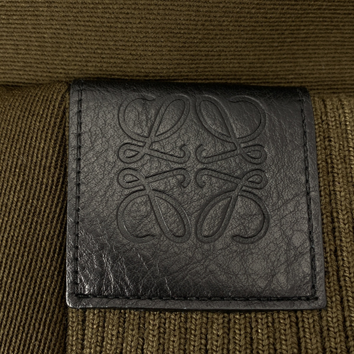 【美品】  LOEWE / ロエベ | アナグラム レザーパッチ ウール フーデッド テーラードジャケット | 46 | カーキ | メンズ