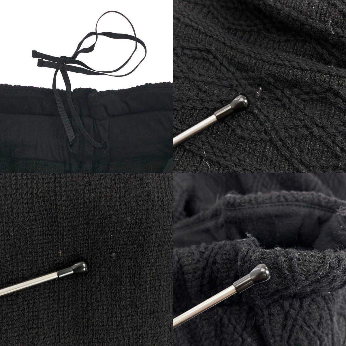 YOHJI YAMAMOTO / 요지야마모토 | 울 드로스트링 케이블 니트 볼륨 스커트 | S | 블랙 | 여성