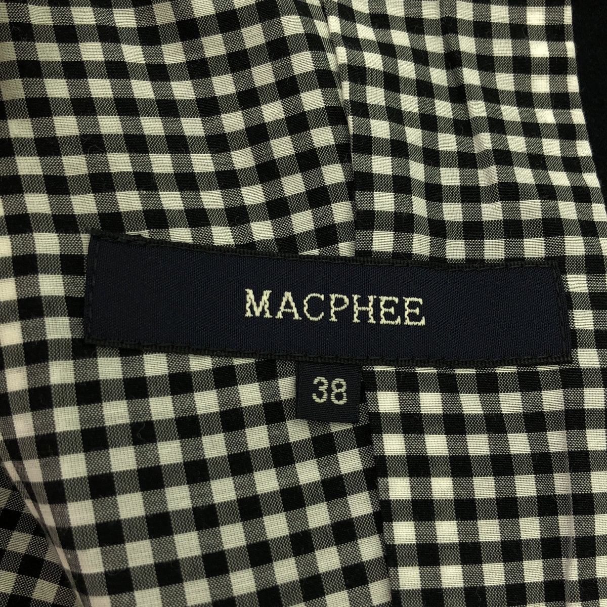 Tomorrowland MACPHEE / 투모로랜드 맥카피 | 내부 깅엄 체크 에 재킷 블렘 버튼 울 블레이저 | 38 | 블랙 | 여성