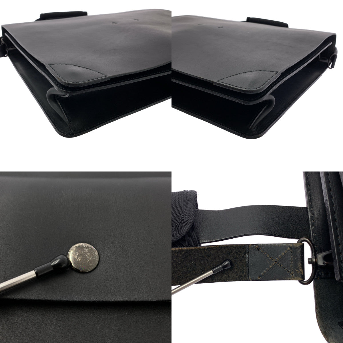 【미품】 Y's for men / 와이즈 포멘 요우지야마모토 | 빈티지 2Way 가죽 서류 가방 숄더백 | 블랙 | 남성