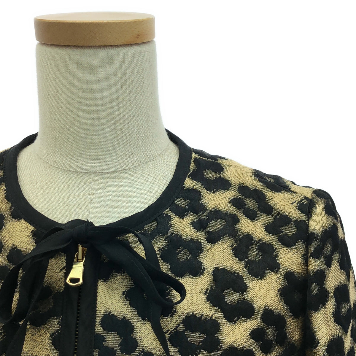 紅華倫天奴 |無領花豹紋夾克 | 38 |棕色/黑色 |女性的