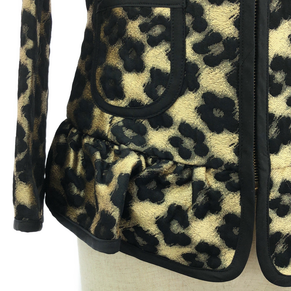 RED VALENTINO / レッドヴァレンティノ | ノーカラー フラワー レオパード ジャケット | 38 | ブラウン/ブラック | レディース