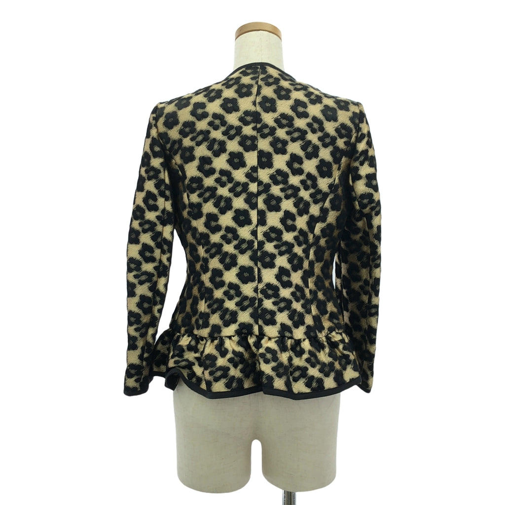 RED VALENTINO / レッドヴァレンティノ | ノーカラー フラワー レオパード ジャケット | 38 | ブラウン/ブラック | レディース
