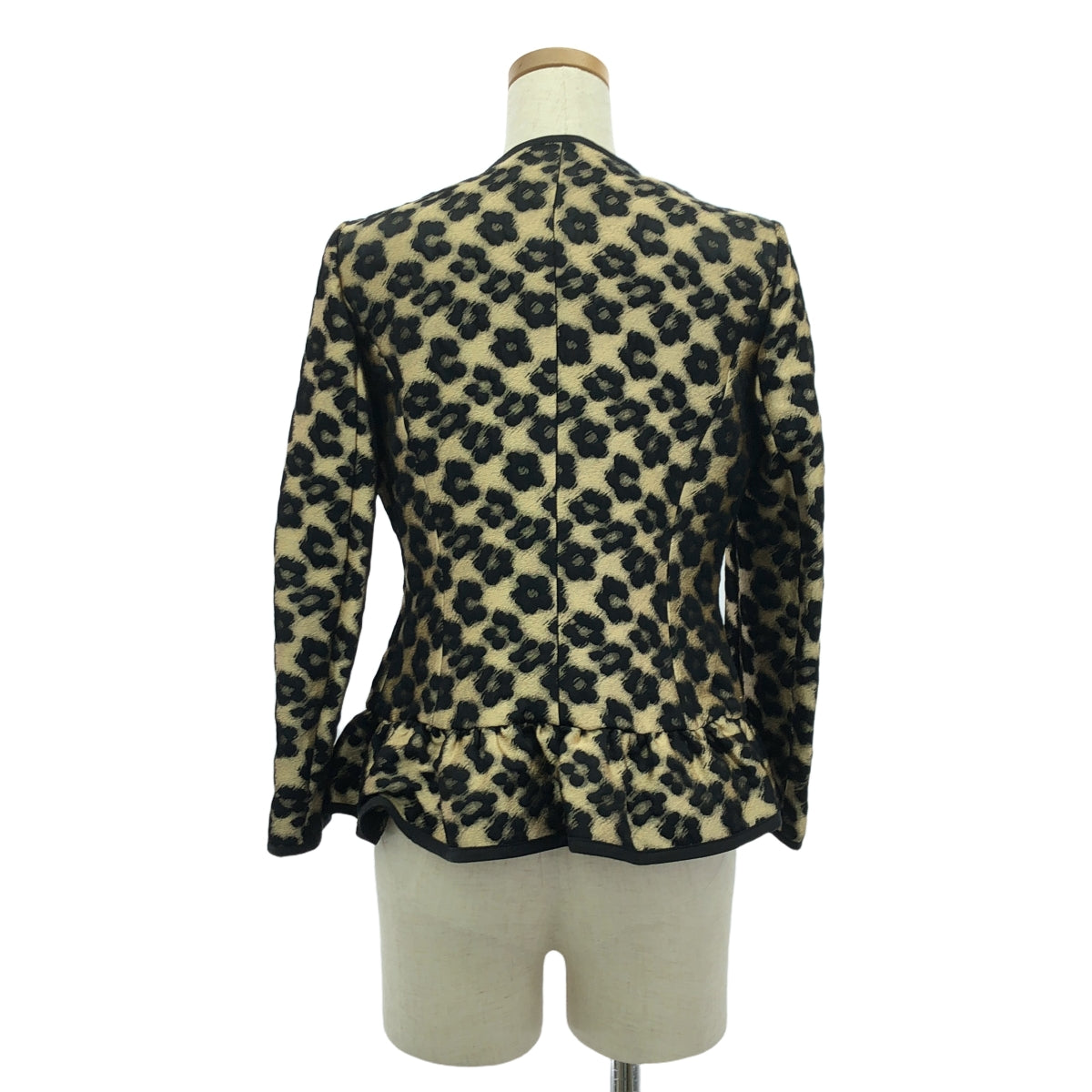 RED VALENTINO / レッドヴァレンティノ | ノーカラー フラワー レオパード ジャケット | 38 | ブラウン/ブラック | レディース