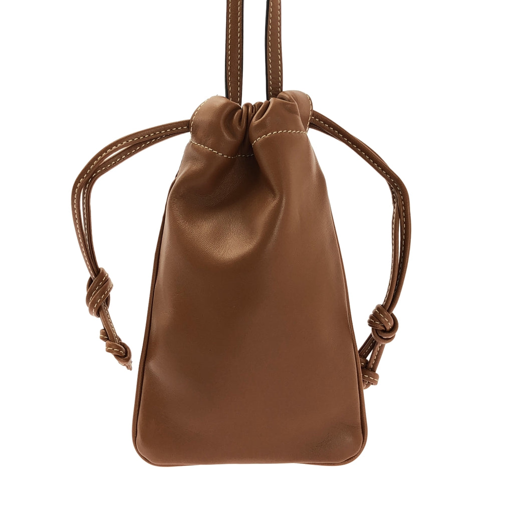 CELINE / セリーヌ | キュイル トリオンフ ドローストリング レザー モバイルポーチ | ブラウン