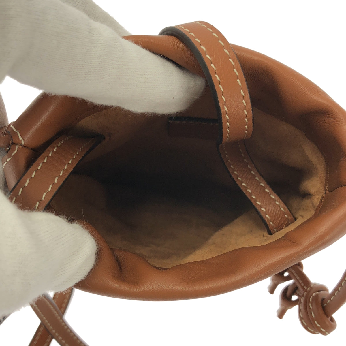 CELINE / セリーヌ | キュイル トリオンフ ドローストリング レザー モバイルポーチ | ブラウン