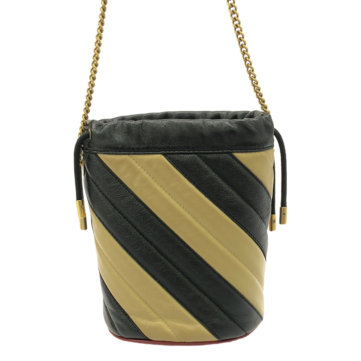 GUCCI / グッチ | GGマーモント キルティング ミニバケット ショルダーバッグ | ブラック / ベージュ | レディース