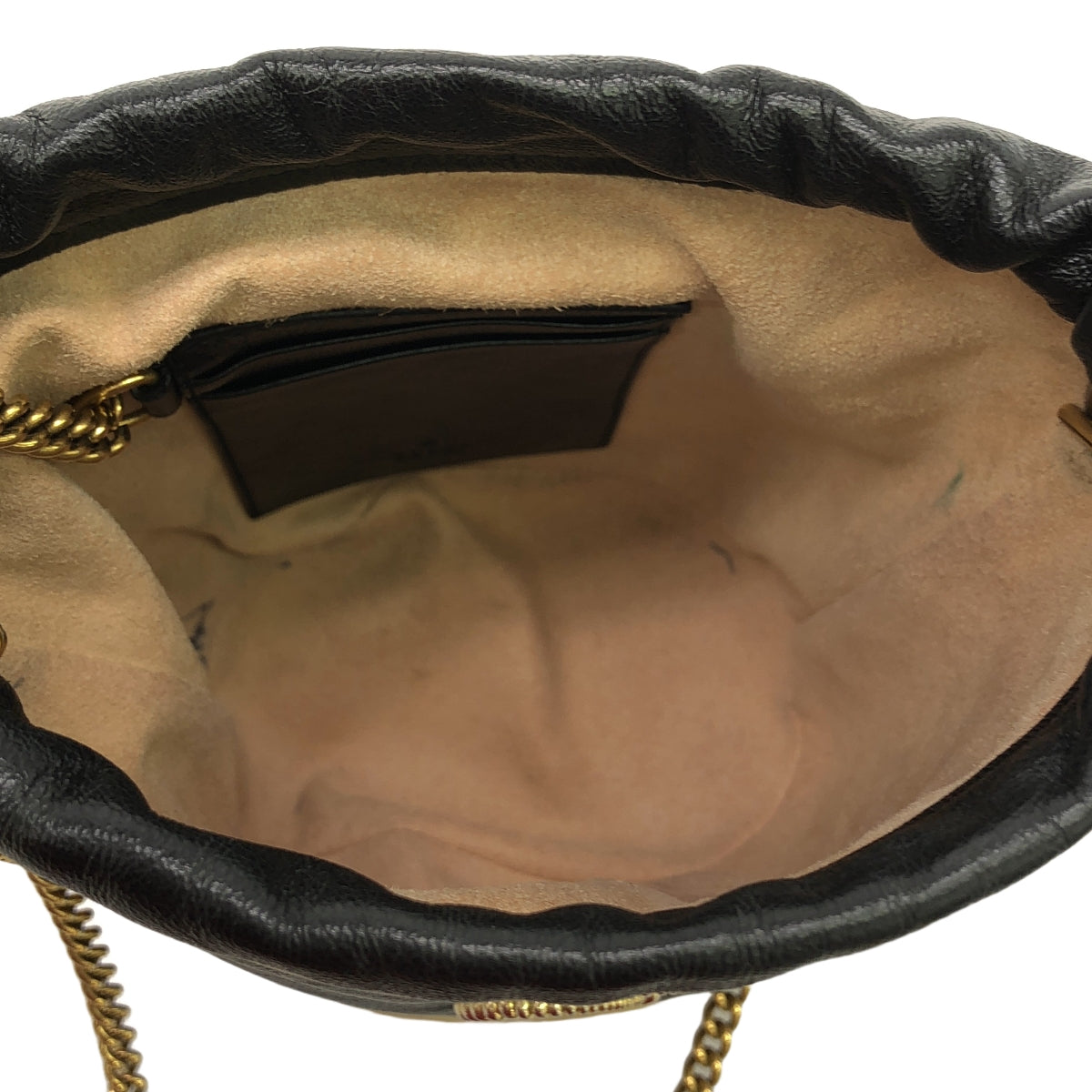 GUCCI / 구찌 | GG 마몬트 퀼팅 미니 버킷 숄더백 | 블랙 / 베이지 | 여성