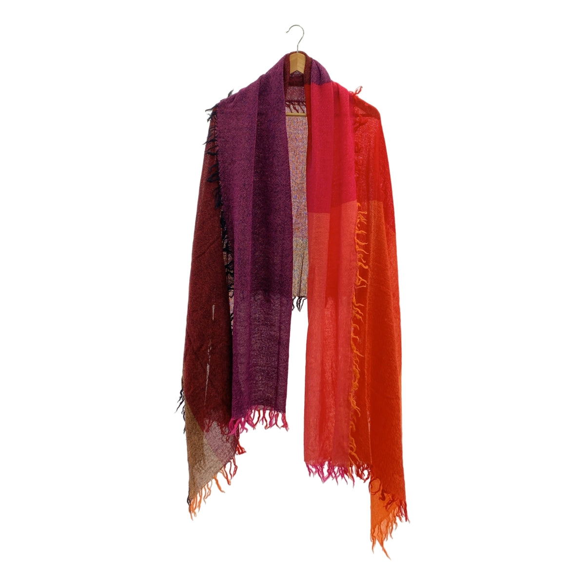 Y's / Y's 山本耀司 | Y's / Y's Yohji Yamamoto羊毛流蘇多色披肩| SHOPBOP