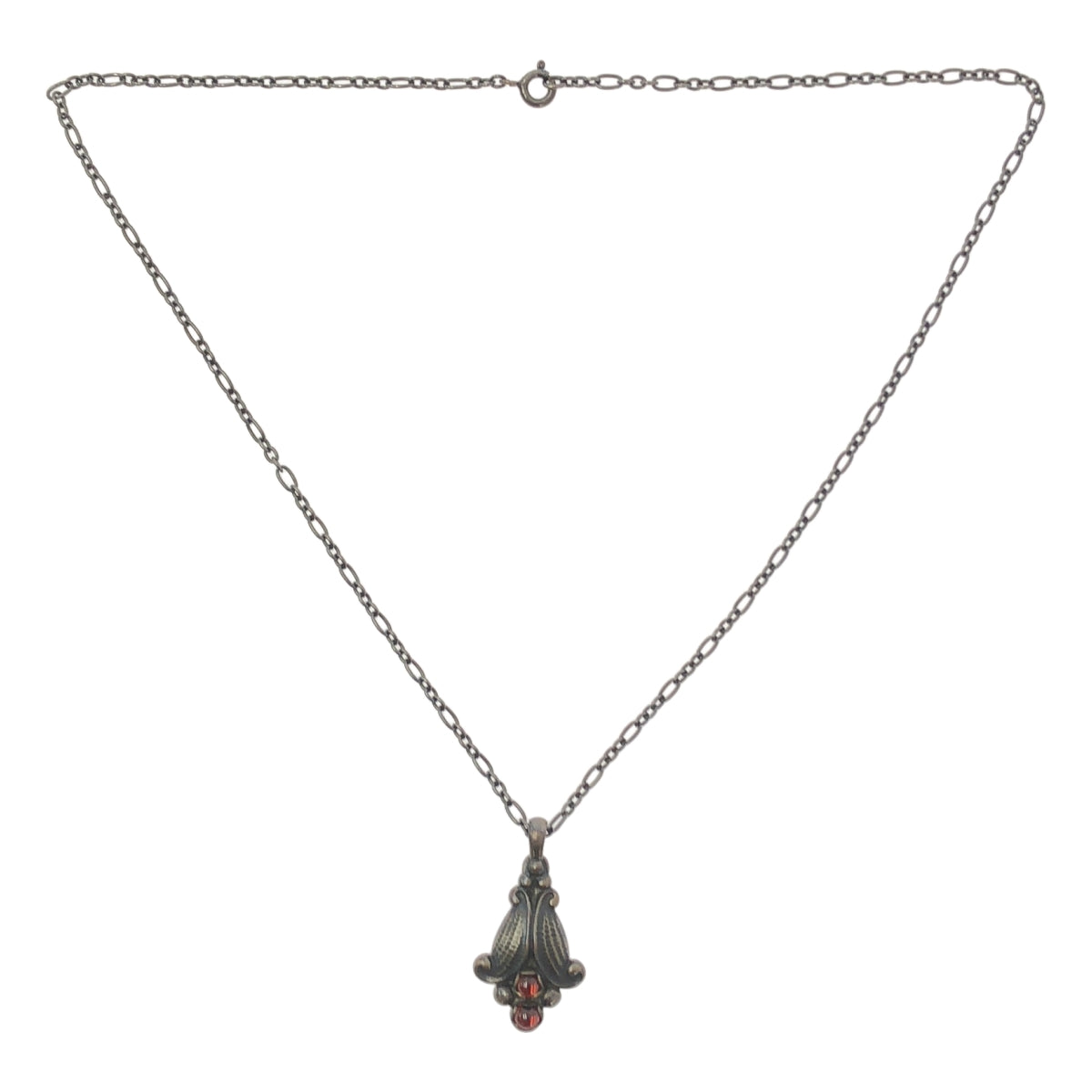 [狀況極佳] GEORG JENSEN | 石榴石傳承 | 925 石榴石項鍊 | 銀色/酒紅色 | 女士