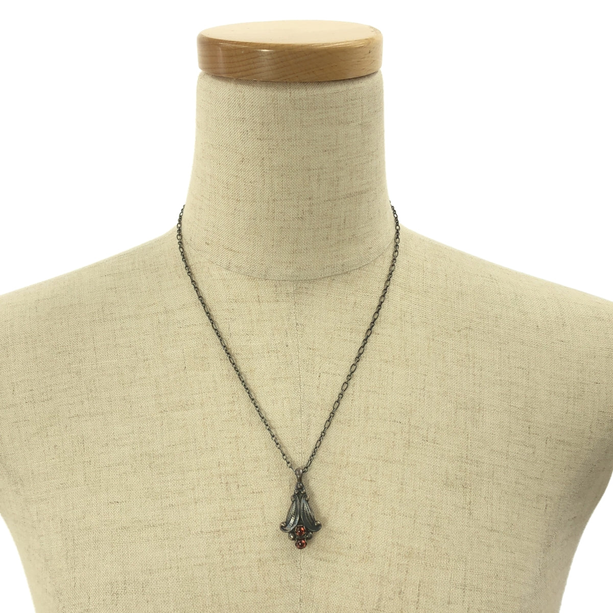 [狀況極佳] GEORG JENSEN | 石榴石傳承 | 925 石榴石項鍊 | 銀色/酒紅色 | 女士