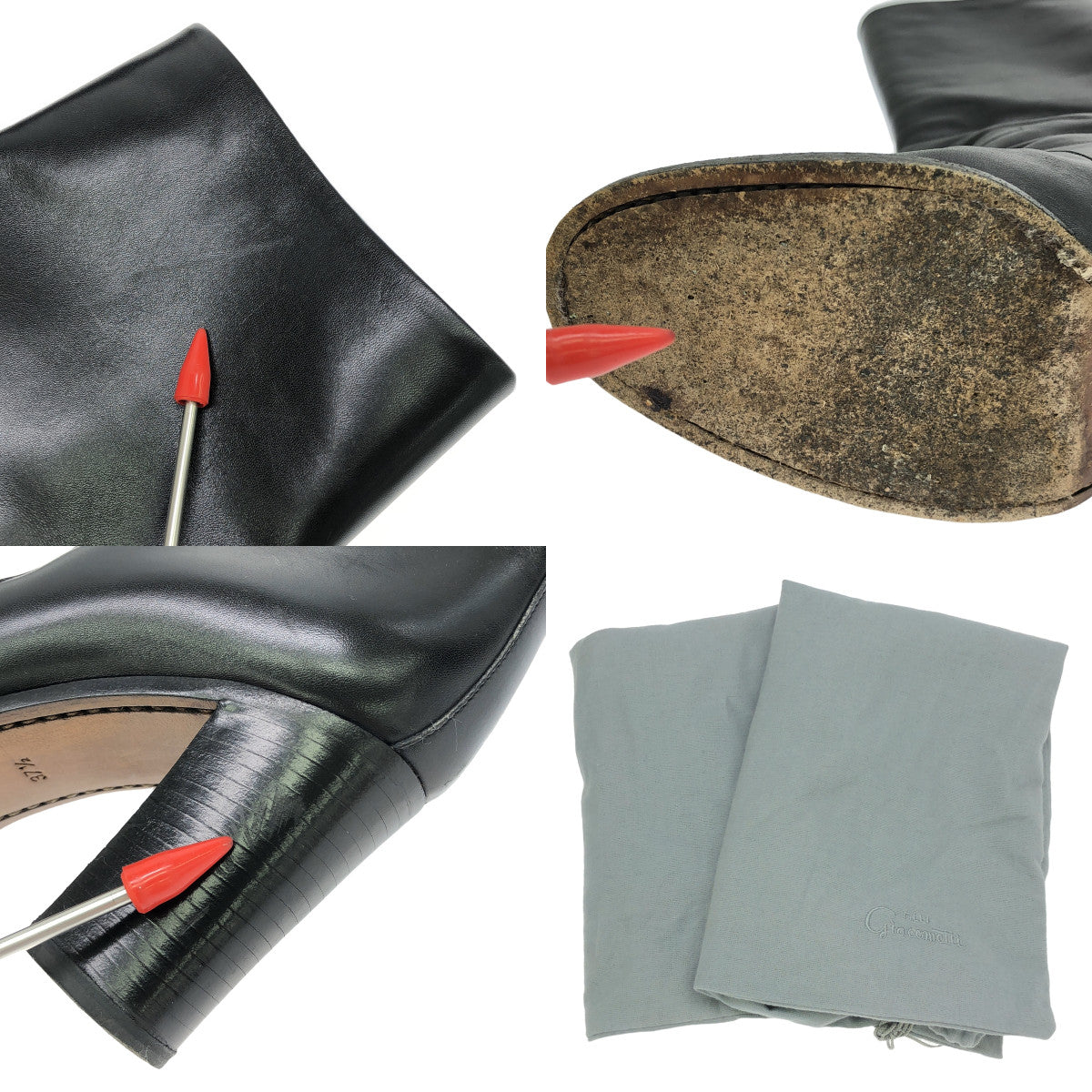 F.LLI. Giacometti / 프라텔리 자코메티 | HORE RIDING BOOTS 가죽 롱 부츠 | 37 1/2 | 블랙 |