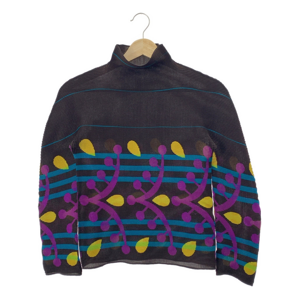 me ISSEY MIYAKE / 미이세이미야케 | 플리츠 하이넥 프린트 탑스 |