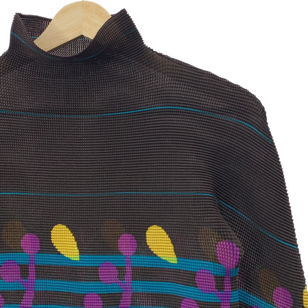 me ISSEY MIYAKE / 미이세이미야케 | 플리츠 하이넥 프린트 탑스 |