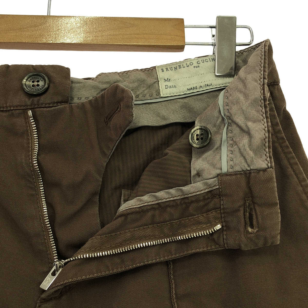 BRUNELLO CUCINELLI / ブルネロクチネリ | EASY FIT / コットン スラックス パンツ | 44 | ブラウン | メンズ