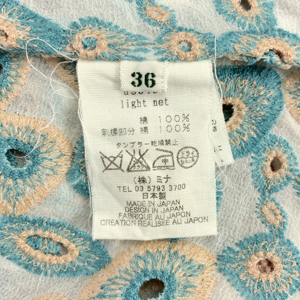 mina perhonen / 미나펠호넨 | light net 컷워크 엠브로이드 셔츠 원피스 | 36 | 여성