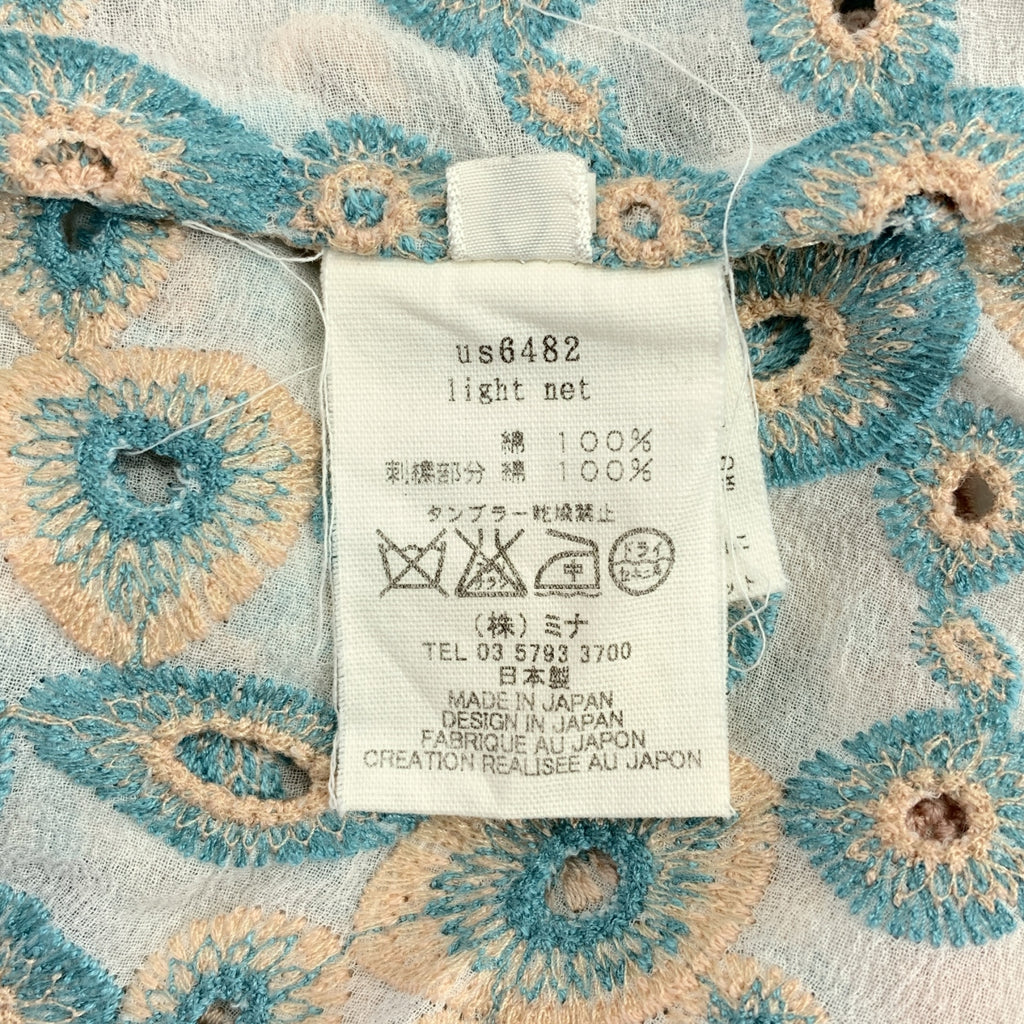 mina perhonen / 미나펠호넨 | light net 컷워크 엠브로이드 셔츠 원피스 | 36 | 여성