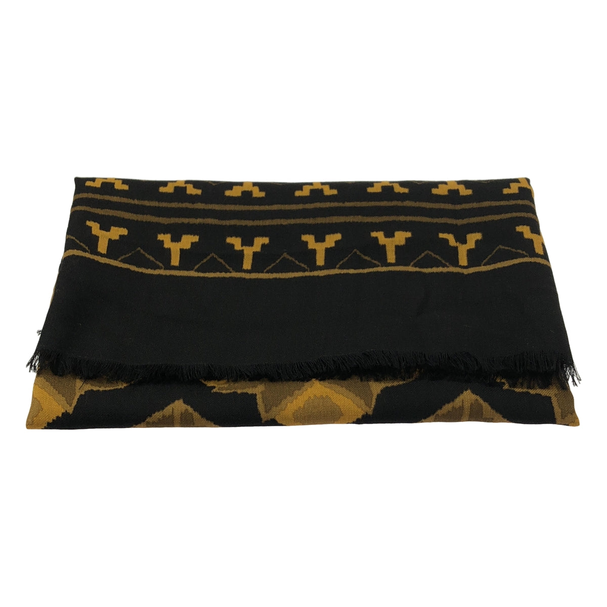 Cristaseya / 크리스타세야 | 2023AW | PRINTED WOOL SHAWL WITH FRINGES 울 프린트 프린지 스톨 숄 |