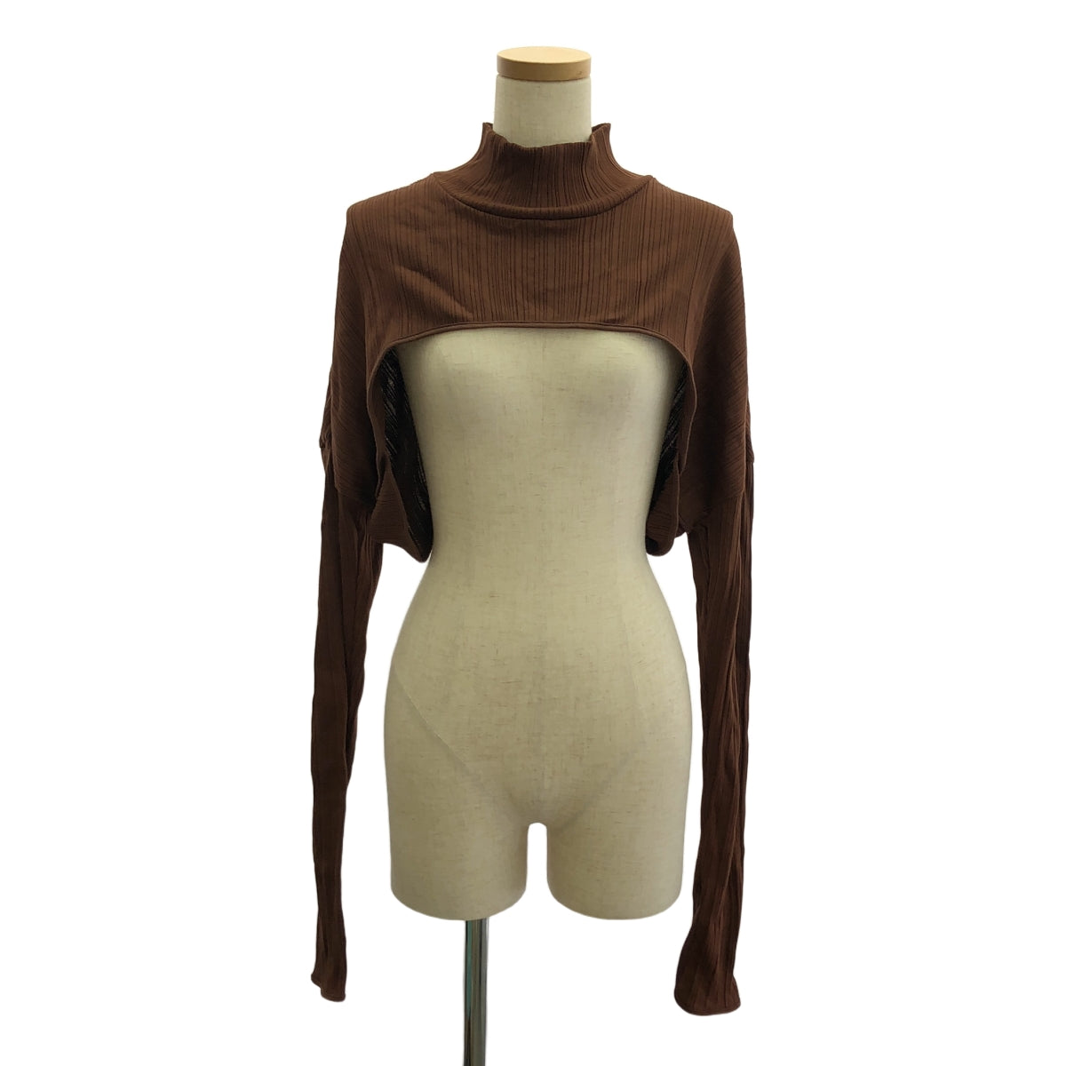 Mame Kurogouchi / 마메쿠로고우치 | 2023AW | Random Ribbed Organic Cotton 2 way Dress tops 니트 | 3 | 브라운 | 여성