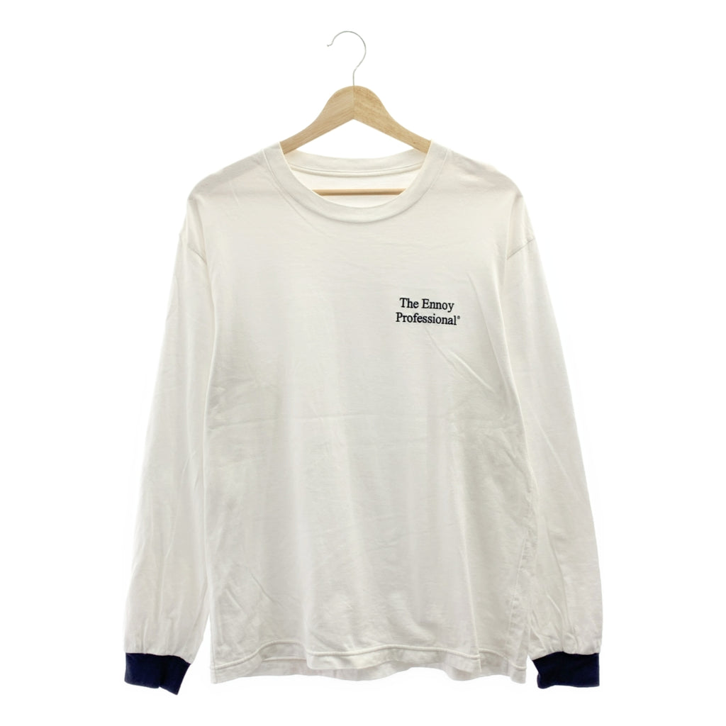 The Ennoy Professional / ザエンノイプロフェッショナル | 2020SS | L/S T-Shirt / エンブロイダリーロゴ クルーネック カットソー | M | ホワイト/ネイビー | メンズ