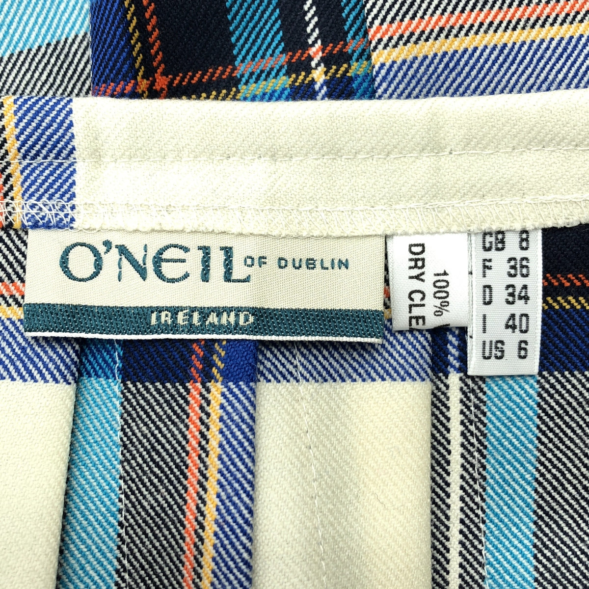 O'NEIL OF DUBLIN / オニールオブダブリン | ウール チェック ラップ プリーツ ロングスカート | US6 | レディース