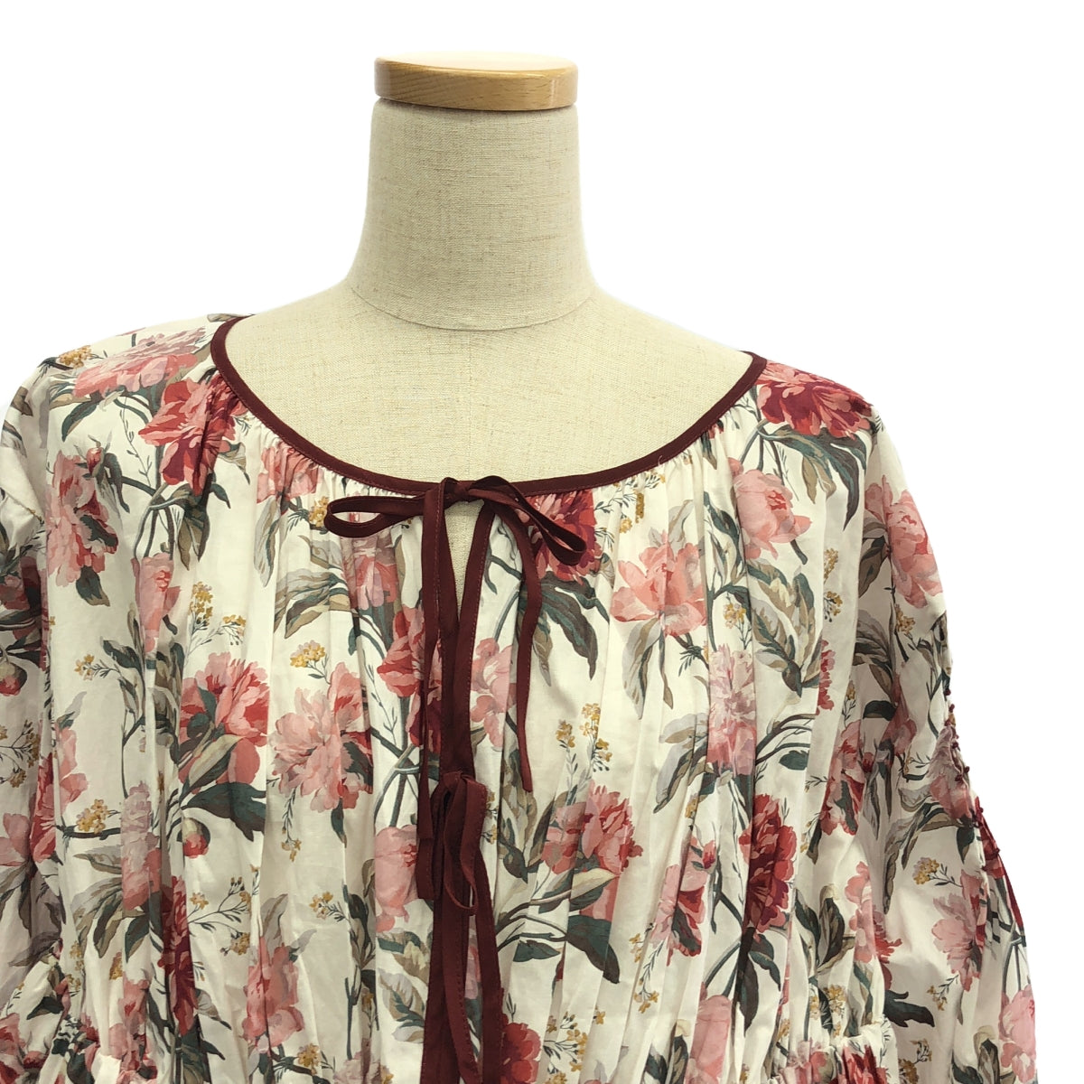 【美品】  SEVEN TEN by MIHO KAWAHITO / セブンテンバイミホカワヒト | リバティプリントティアードワンピース / 裏地付き | S | ホワイト／ボルドー系 | レディース