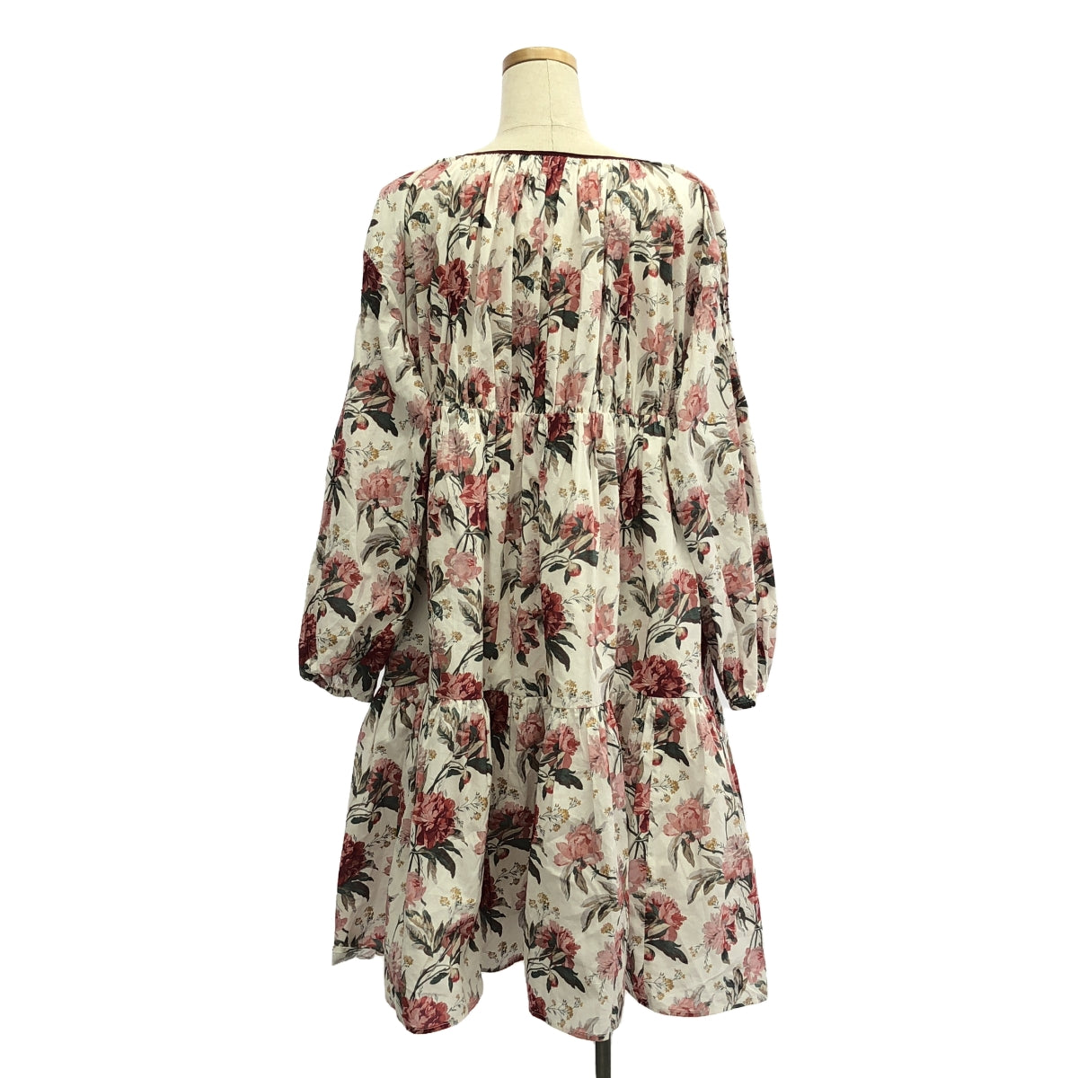 【美品】  SEVEN TEN by MIHO KAWAHITO / セブンテンバイミホカワヒト | リバティプリントティアードワンピース / 裏地付き | S | ホワイト／ボルドー系 | レディース