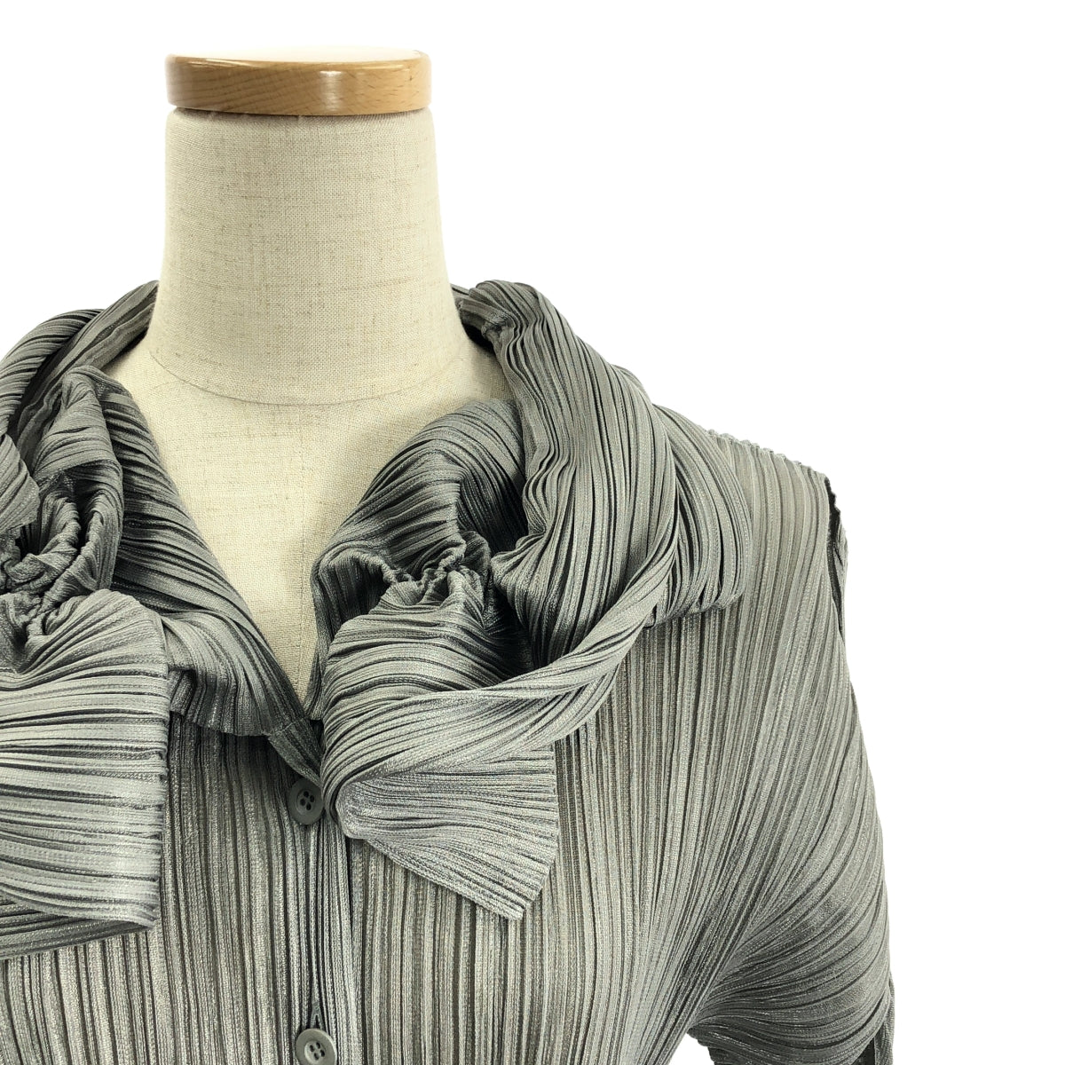 PLEATS PLEASE ISSEY MIYAKE / プリーツプリーズイッセイミヤケ | 変形カラー カーディガン ジャケット | 3 | グレー | レディース