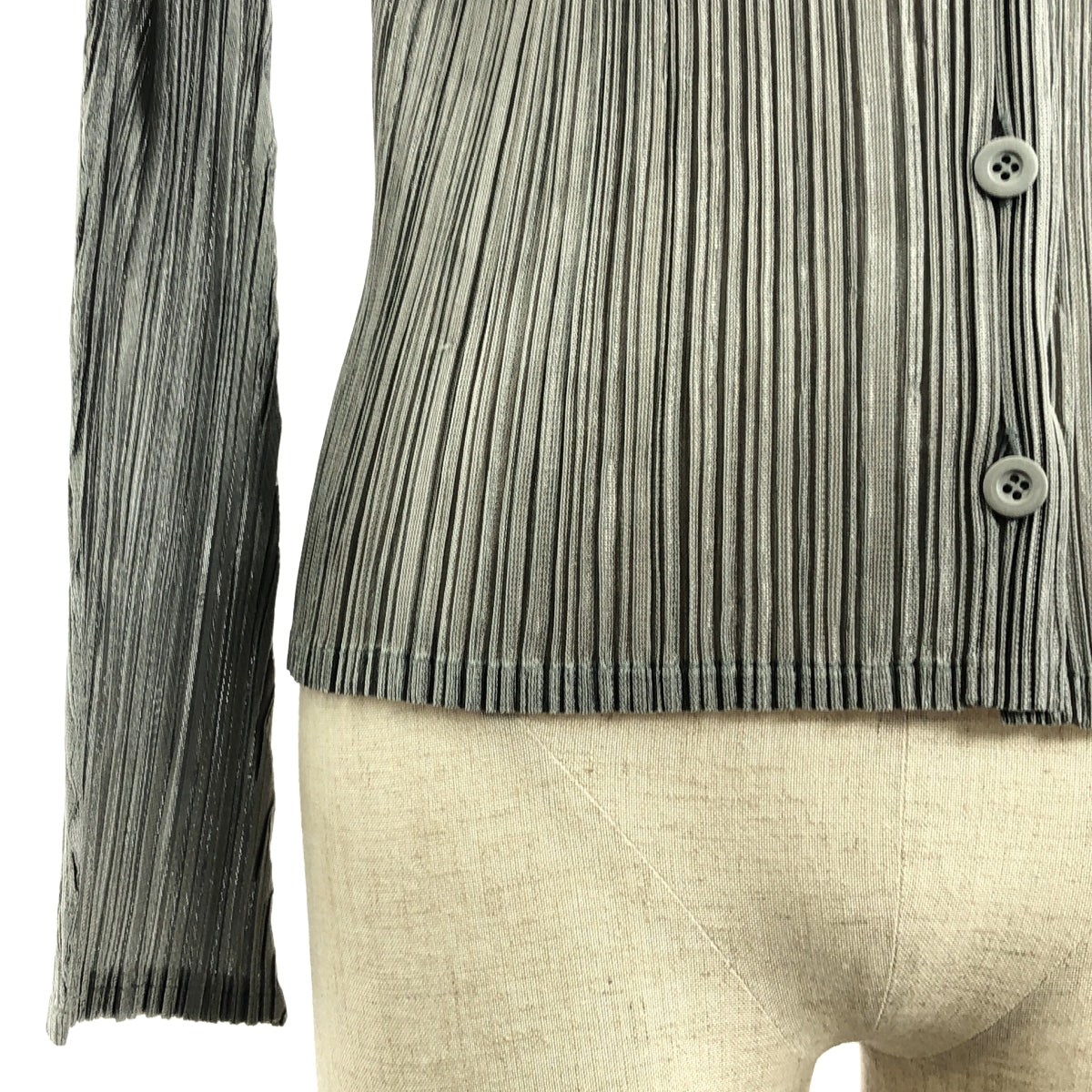 PLEATS PLEASE ISSEY MIYAKE | 不對稱配色開襟衫外套 | 3碼 | 灰色 | 女款