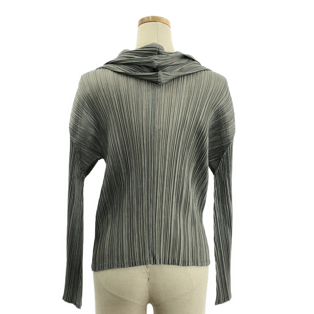 PLEATS PLEASE ISSEY MIYAKE / プリーツプリーズイッセイミヤケ | 変形カラー カーディガン ジャケット | 3 | グレー | レディース