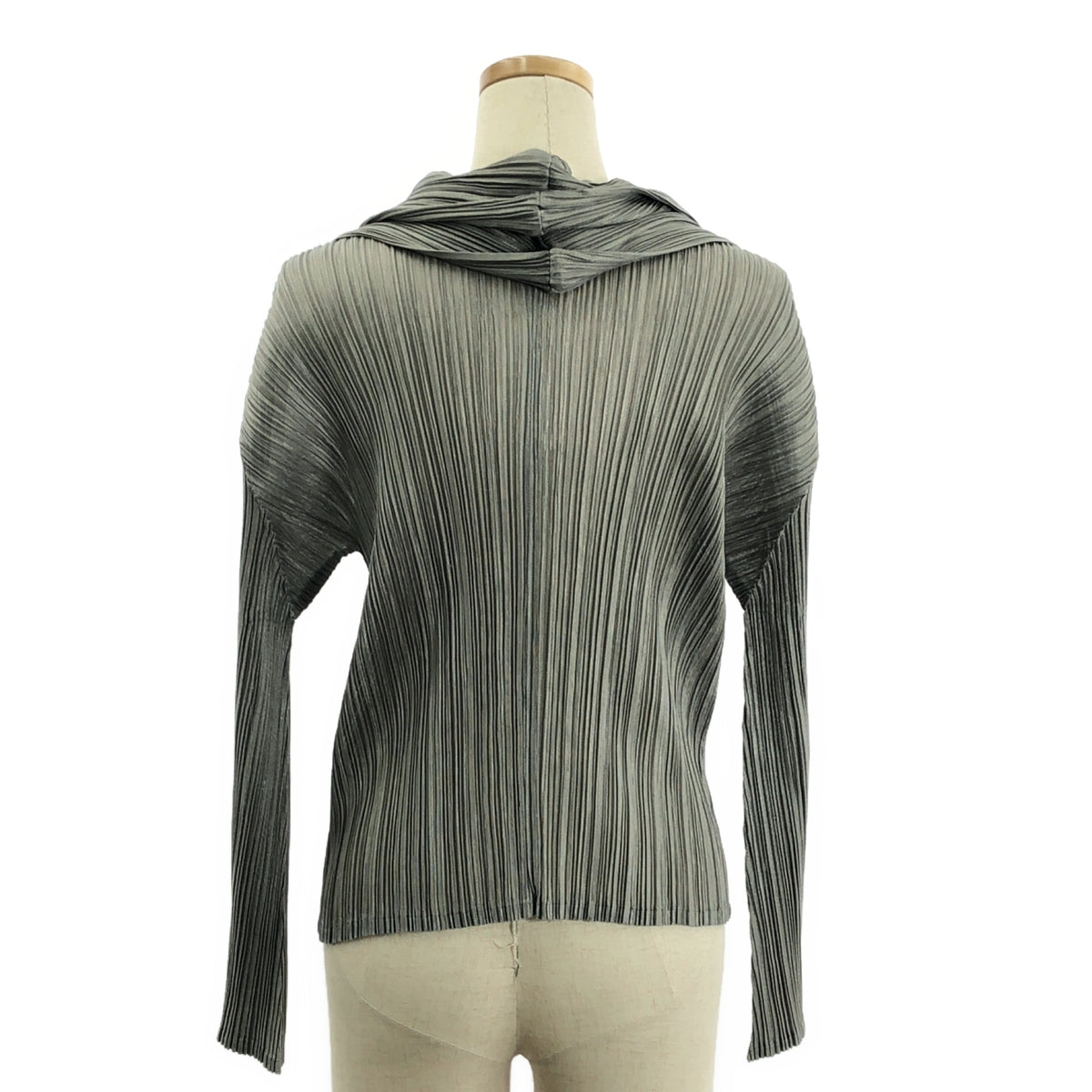 PLEATS PLEASE ISSEY MIYAKE / プリーツプリーズイッセイミヤケ | 変形カラー カーディガン ジャケット | 3 | グレー | レディース