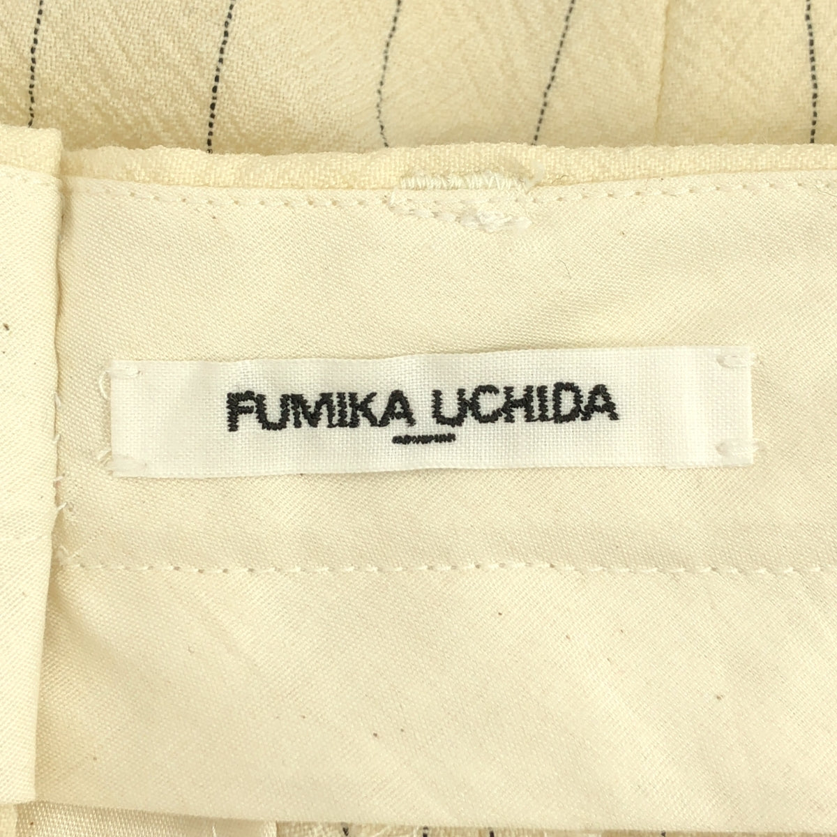 內田文香 | 條紋吊帶側前開式休閒褲 | 羊毛條紋吊帶，側前開休閒褲 | 尺寸 34 | 女款