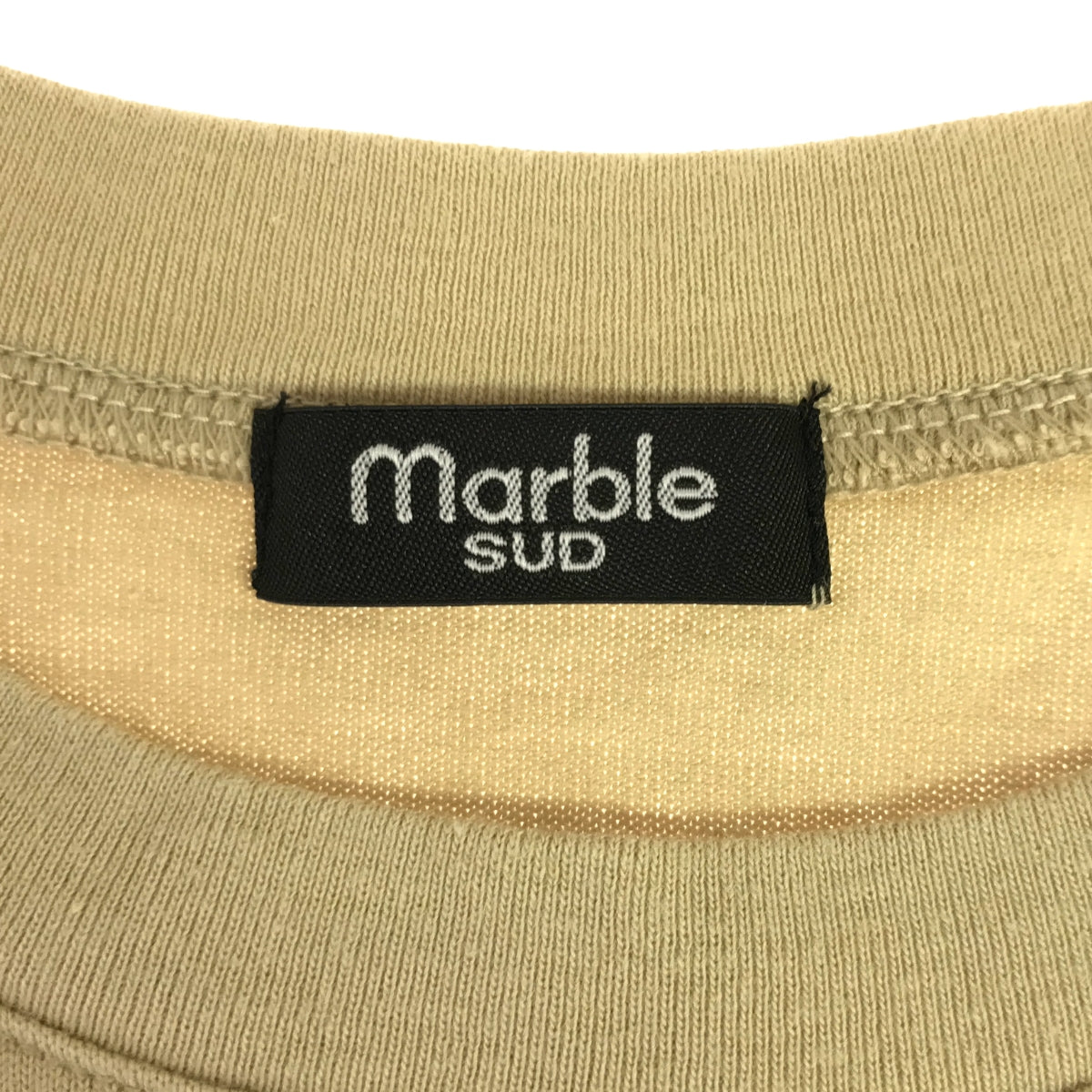 marble SUD / マーブルシュッド | ステッチワーク クルーネック Tシャツ カットソー | ベージュ | レディース