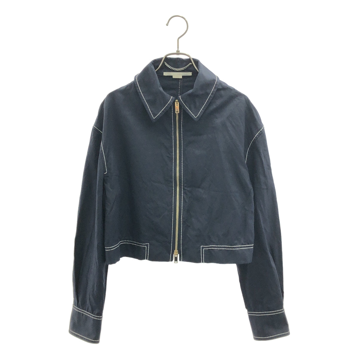 STELLA McCARTNEY / ステラマッカートニー | クロップド ステッチ ジップジャケット | 38 | ネイビー | レディース