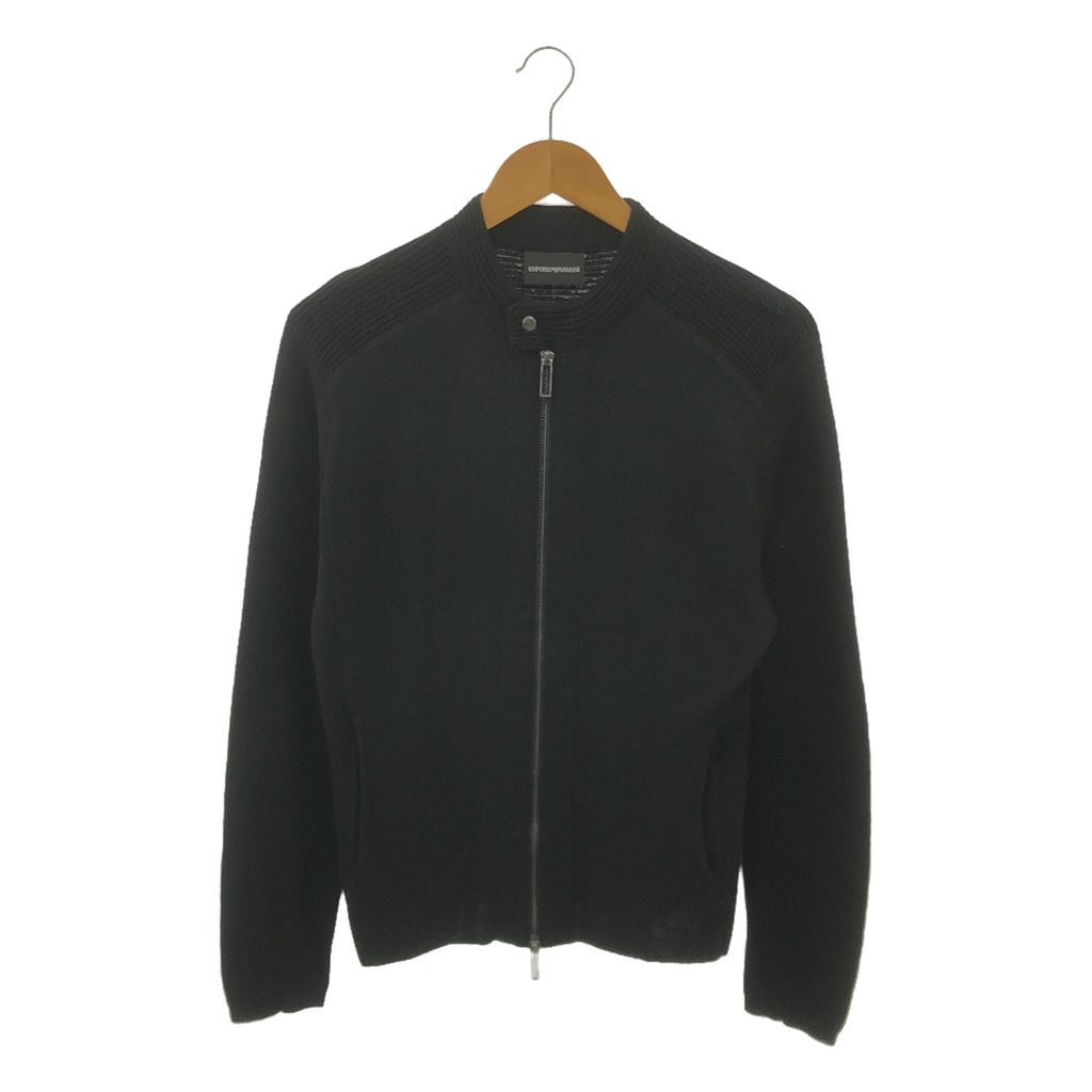 【美品】  EMPORIO ARMANI / エンポリオアルマーニ | ウール ニット ジップ ブルゾン ジャケット | M | ブラック | レディース