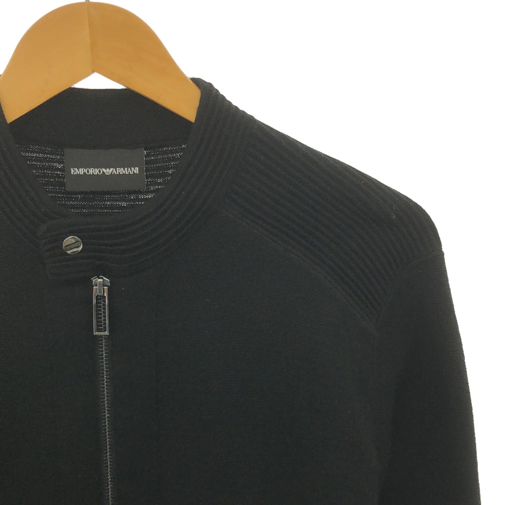 【美品】  EMPORIO ARMANI / エンポリオアルマーニ | ウール ニット ジップ ブルゾン ジャケット | M | ブラック | レディース